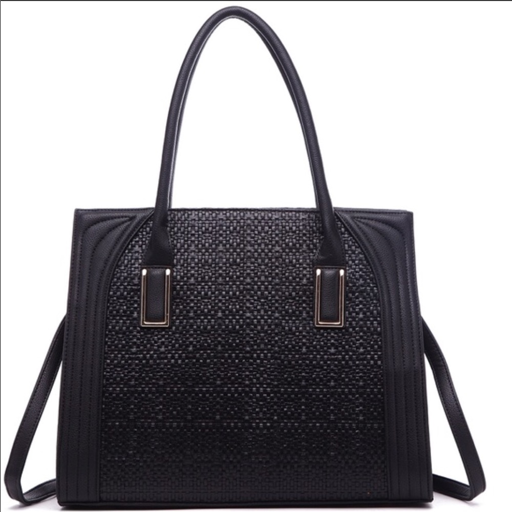 1 left! Boutique-Pink Haley Dariela Tote in Black - Picture 3 of 7